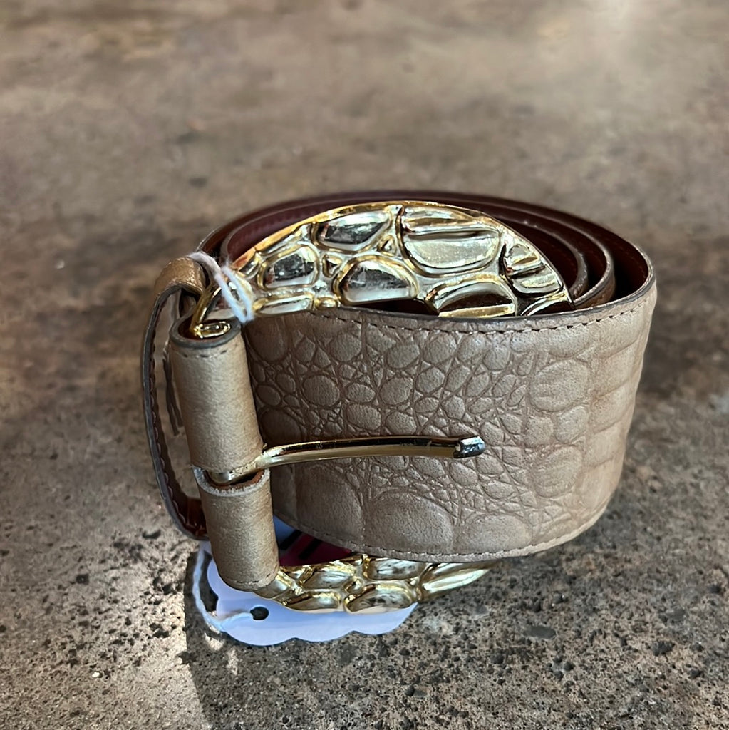Brown Croc Belt w/ Gold Buckle