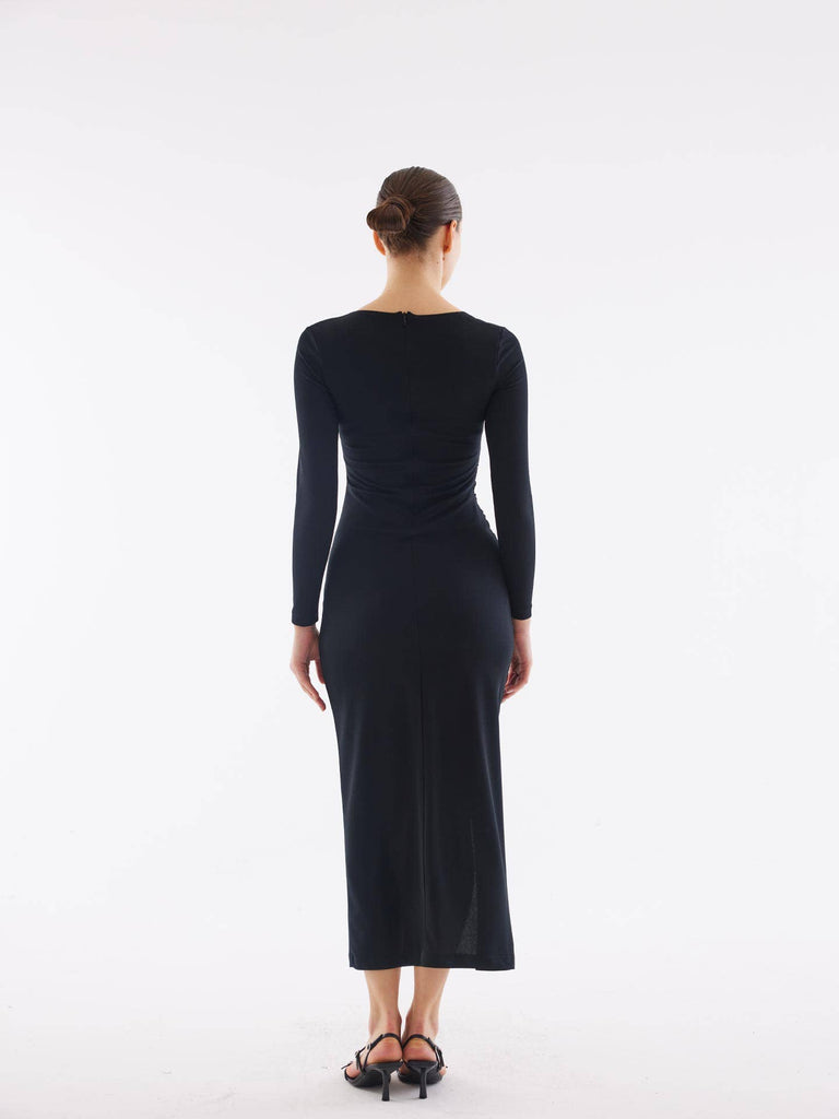 Konya Black Slit Dress