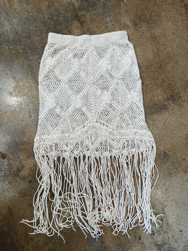 Goddess Crochet Fringe Midi Skirt