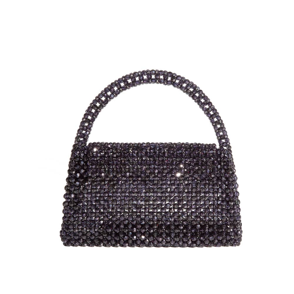 Sherry Small Beaded Top Handle Bag in Black